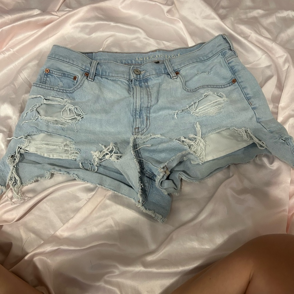 American Eagle Outfitters Light Wash Ripped Jean Shorts